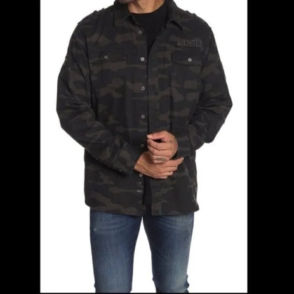 Rails Gavin Camo Printed Woven Shirt Jacket $188 Small